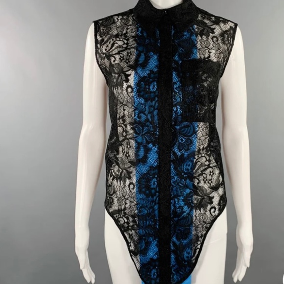 BALENCIAGA Paris Black Lace Sleeveless Button Top Size IT40/M - Picture 1 of 9